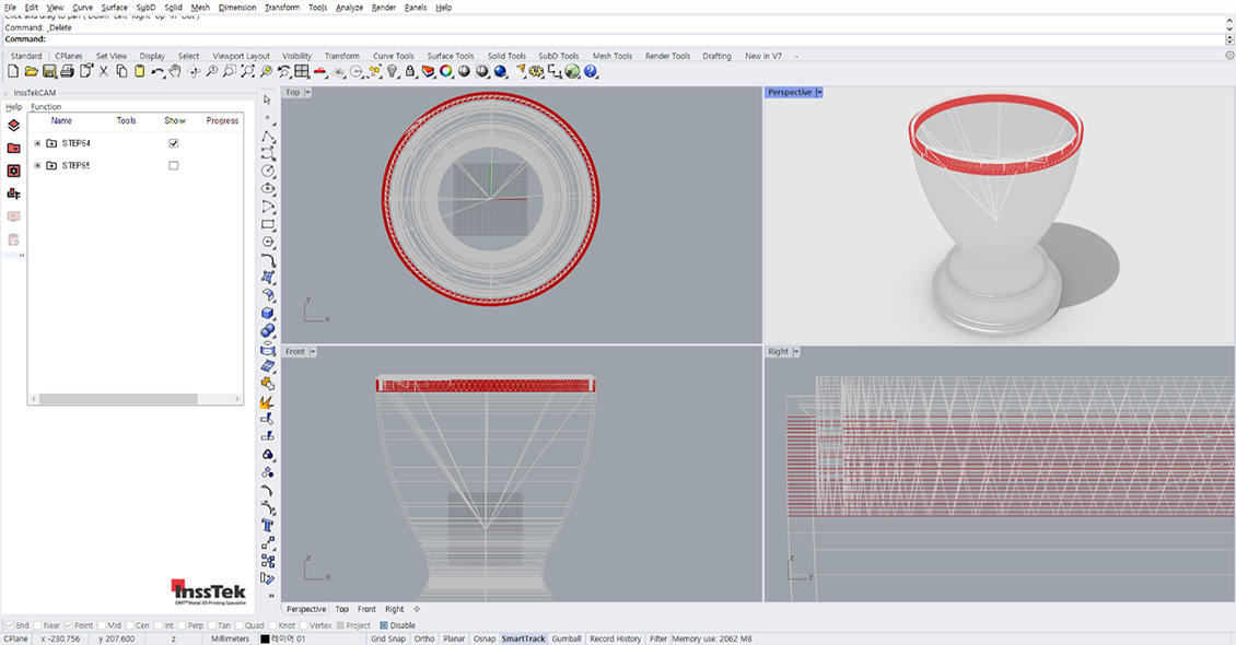 InssTek provides simultaneous 5 Axis AM-CAM software for tool path generation and process simulation.